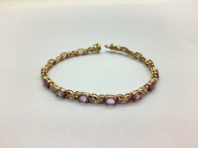 Lot 124 - A 9ct Gold Diamond and Stone Set Bracelet, of...