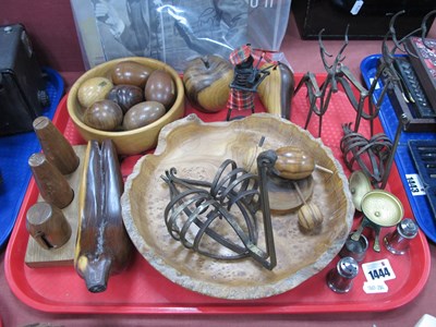 Lot 1444 - Turned Wooden Bowl, turned wooden eggs in ash,...