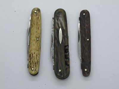 Lot 23 - Rodgers, Sheffield, three blades, stag scales,...