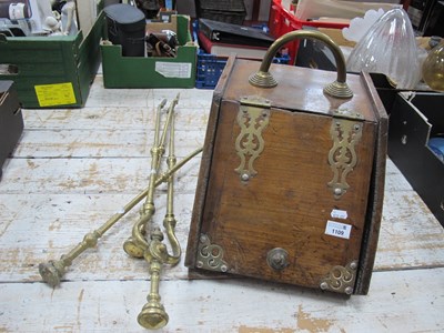 Lot 1109 - A wood and brass coal box together with three...