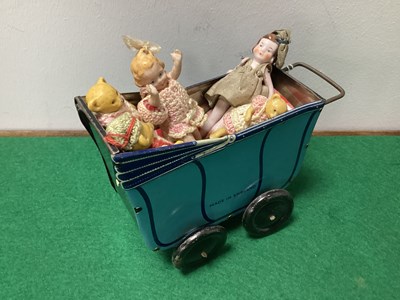 Lot 324 - English Mid XX Century Tinplate Pram, 10cm...