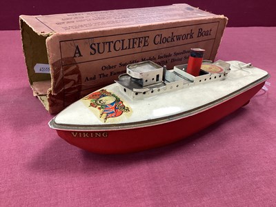 Lot 709 - A 1953 Tinplate Sutcliffe Clockwork Boat Liner,...