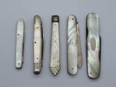 Lot 12 - Fruit Knife, silver blade, mother of pearl...