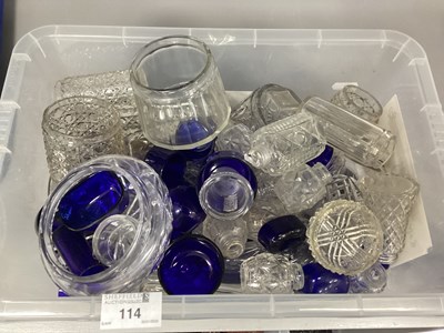 Lot 114 - Blue and Other Glass Liners, cut glass dishes,...