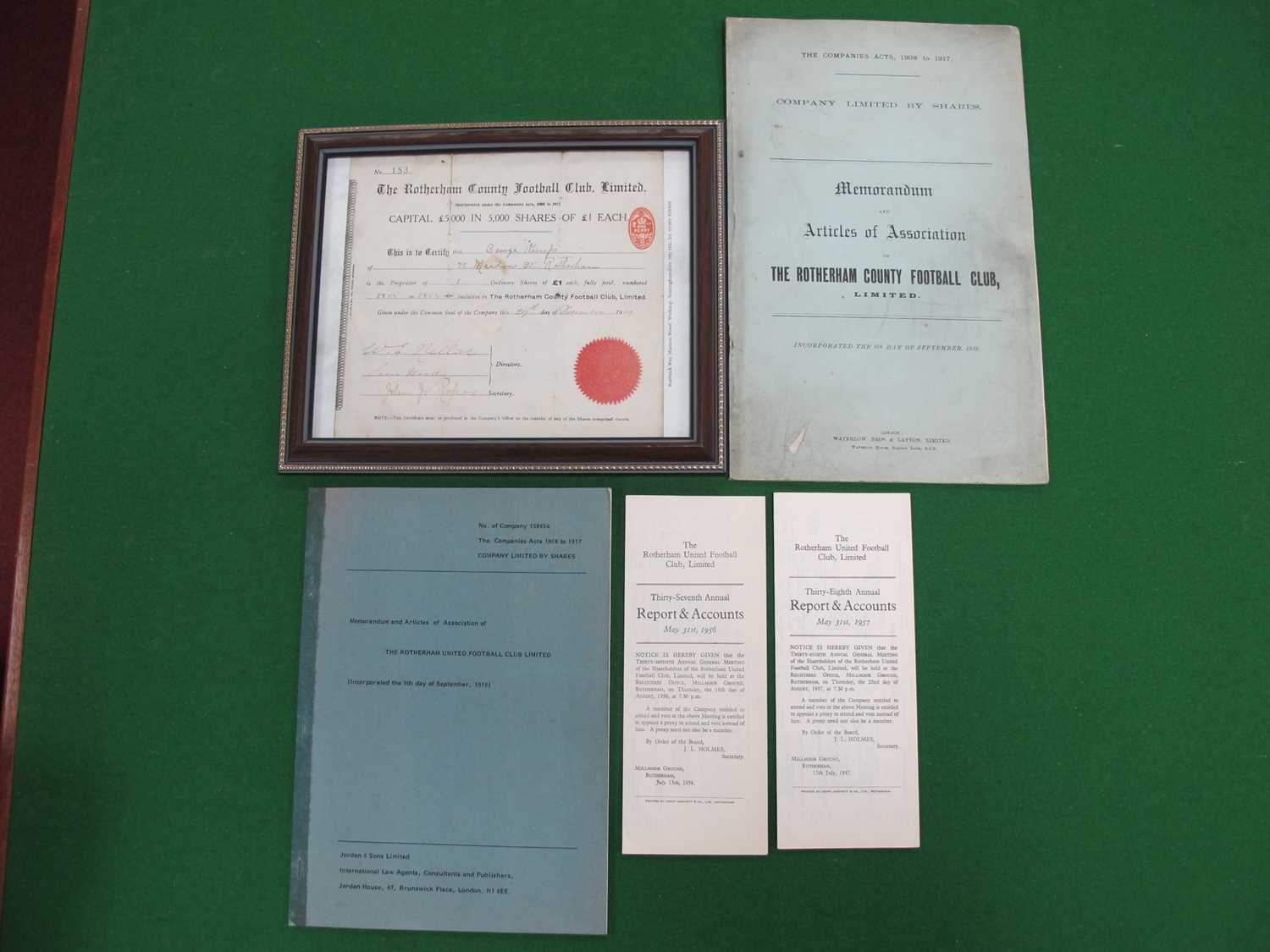 Lot 532 - Rotherham County Share Certificate Form 1919...