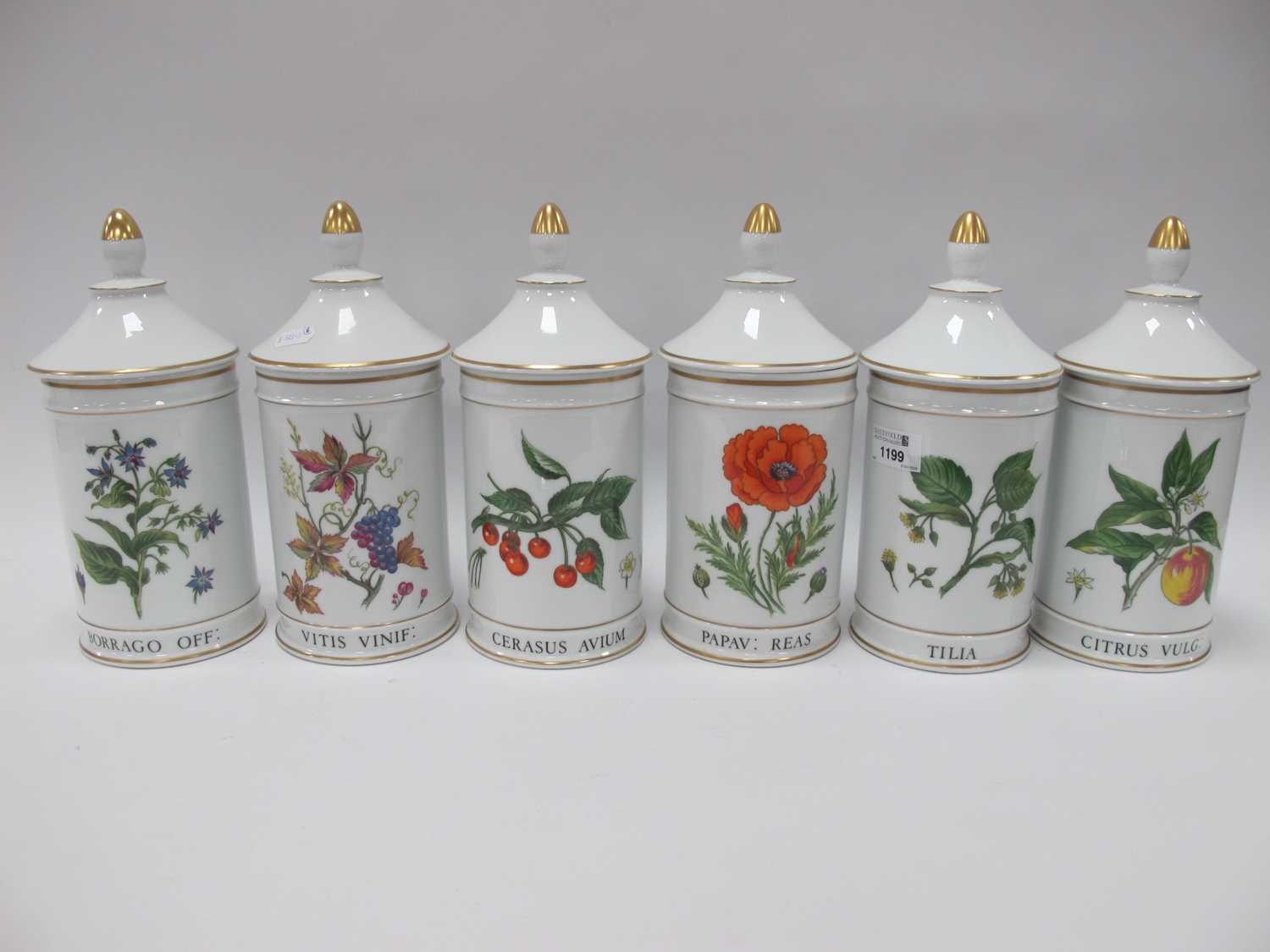Lot 1199 - A Set of Six Limoges Warin Storage Jars and...