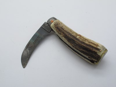 Lot 210 - Flat Brass Bottom Pruner, stag scales, metal...