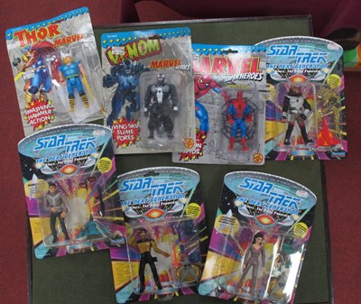 Lot 371 - Seven Carded Plastic Action Figures, by Toybiz,...