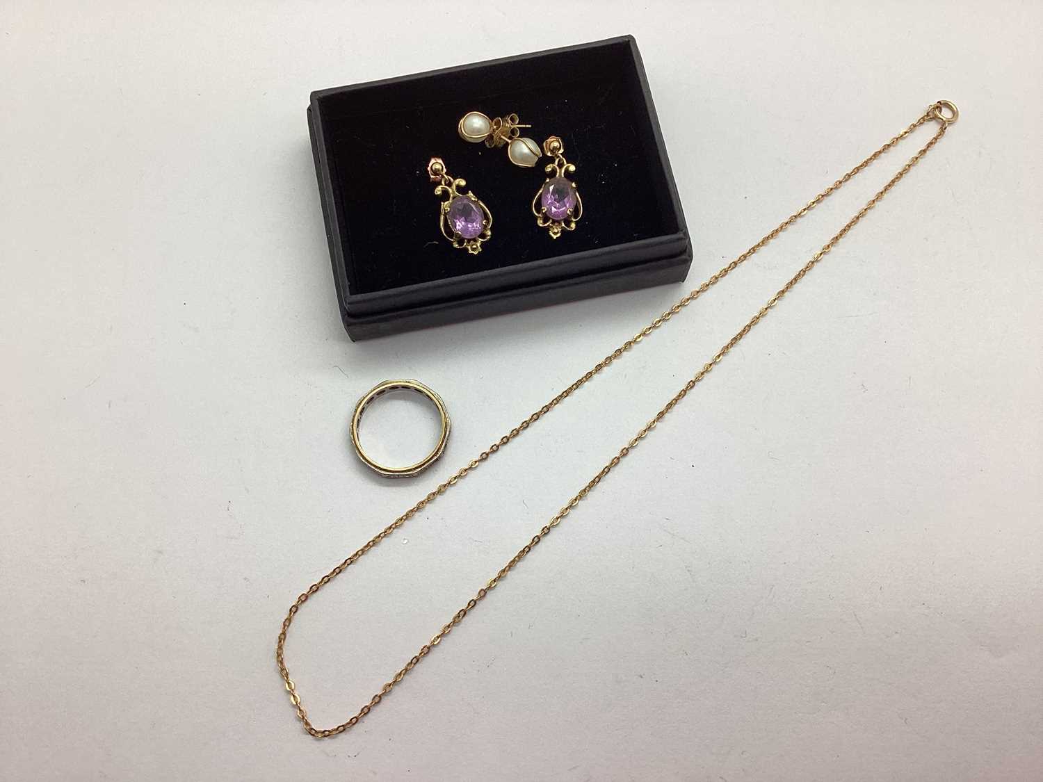 Lot 41 - A Pair of 9ct Gold Stone Set Drop Earrings,...