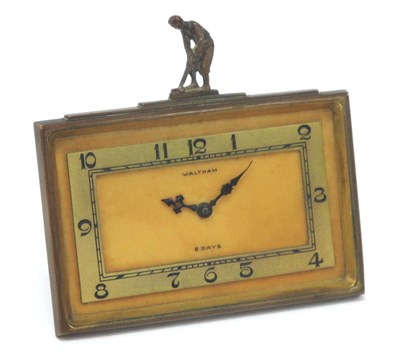 Lot 1419 - Art Deco Waltham Bedside Clock, eight-day...