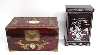 Lot 1335 - Chinese Brass Bound Jewellery Box, together...