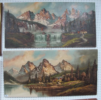 Lot 1490 - Two German Bavarian Alpine Scenes featuring...