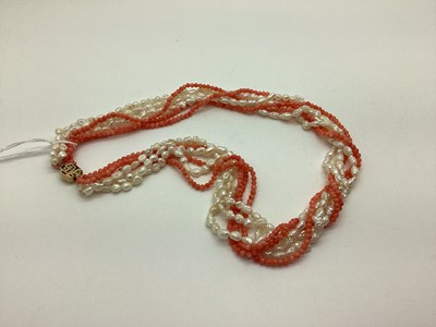 Lot 532 - A Modern Coral and Fresh Water Pearl Multi...