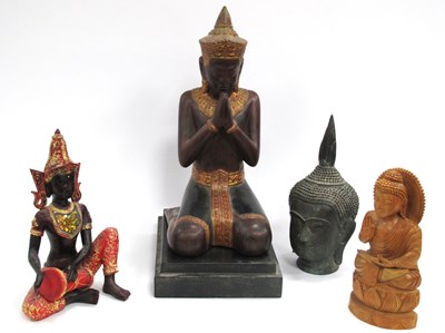 Lot 1337 - Large Wooden Figure of Budha Prayning, on a...