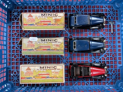 Lot 592 - Three Post War Minic Tinplate Clockwork...