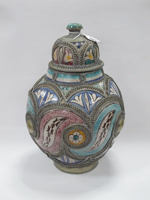 Lot 1391 - Morrocan Pottery Vase and Cover, stylized...