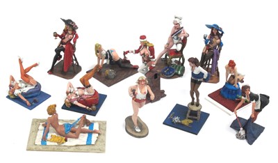 Lot 1398 - Twelve White Metal Hand Painted Erotic Figurines.