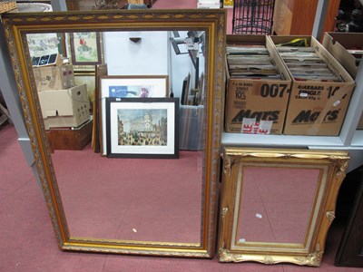 Lot 1450 - Gilt rectangular-shaped mirror with bevelled...