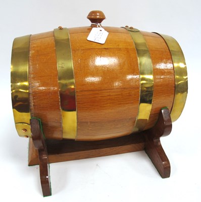 Lot 1553A - Oak Brass Bound Five Pint Barrel with a brass...