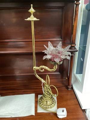 Lot 1514 - Brass Table Lamp with a glass shade and...