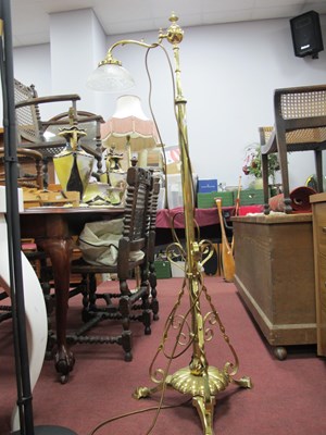 Lot 1529 - Brass Floorstanding Expanding Reading Lamp.