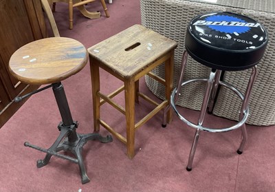 Lot 1549 - Cast Iron Adjustable Stool with footrest, two...