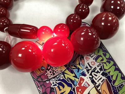 Lot 88 - A Cherry Coloured Beaded Necklace, the...
