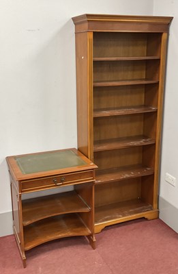 Lot 1519 - A Yew Wood Computer Desk with green leather...