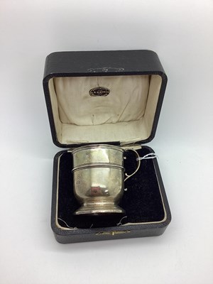 Lot 382 - A Hallmarked Silver Christening Mug, SLd,...