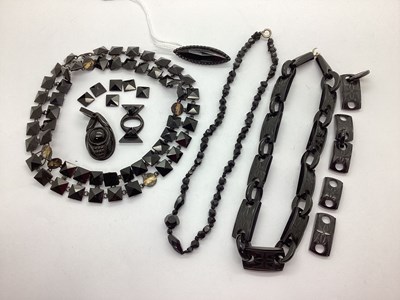 Lot 107 - An Assortment of Jet Coloured Jewellery, to...