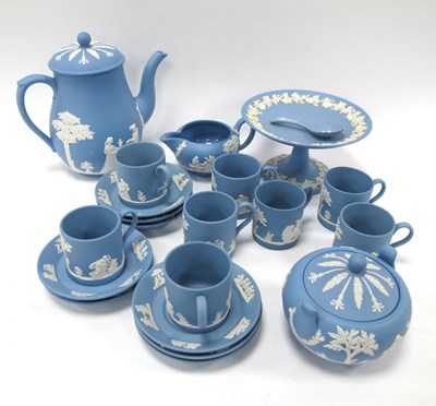 Lot 1204 - A Pale Blue Wedgwood Jasperware Coffee Pot and...