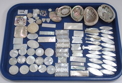 Lot 1316 - Chinese Mother of Pearl Gaming Counters, oval,...