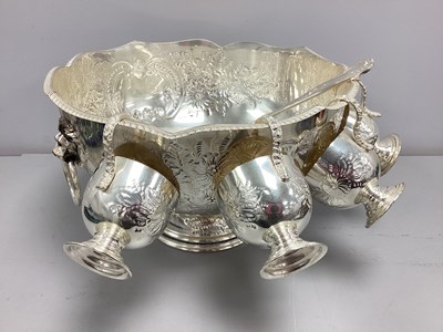 Lot 197 - Pinder Brothers Plated Pedestal Punch Bowl,...