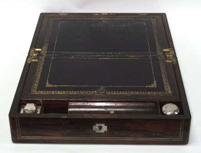 Lot 1344 - XIX Century Rosewood Writing Slope, with...