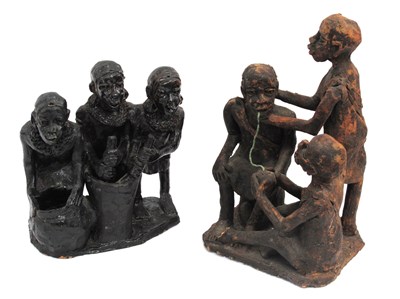 Lot 1326 - Terracotta Three African Figural Comforting...