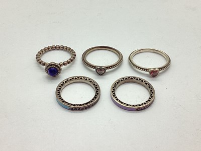 Lot 100 - Pandora; Assorted 925 Rings, to include...