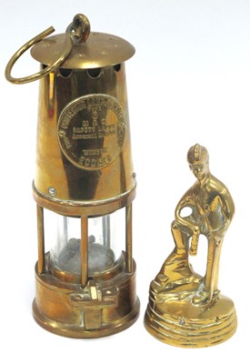 Lot 1416 - Eccles Miners Safty Lamp Type 6, a brass...