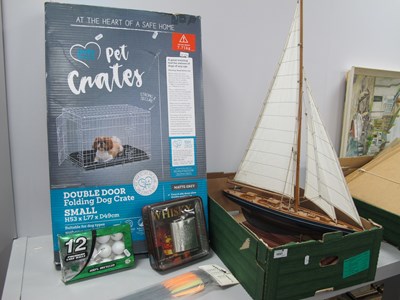 Lot 1057 - Pets at Home Pet Crate in Box, model yacht,...