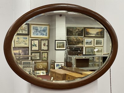 Lot 1536 - Edwardian Oval Bevelled Wall Mirror in Inlaid...