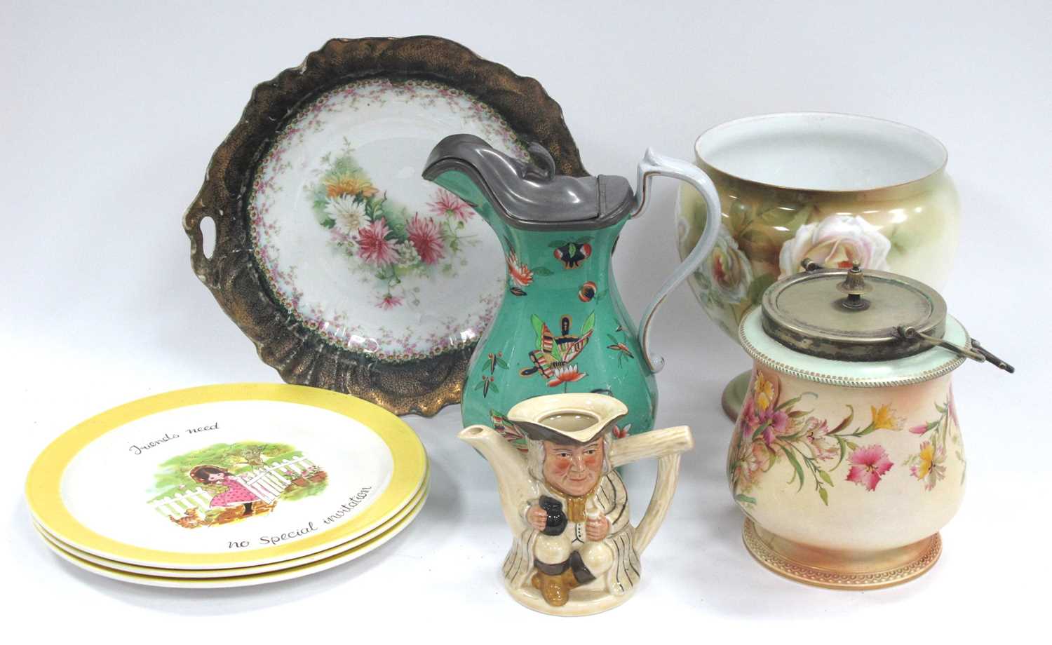 Lot 1200 - Carlton Ware Blush Ivory Biscuit Barel, pewter...
