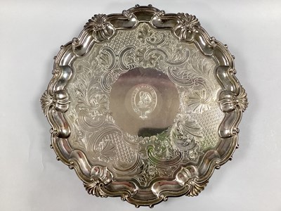 Lot 56 - A Silver Plated Reid Family Crest Salver, of...