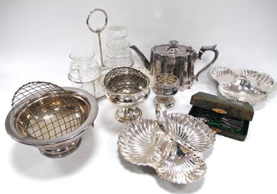 Lot 1297 - Victorian E.P.B.M Teapot, rose bowls, shell...