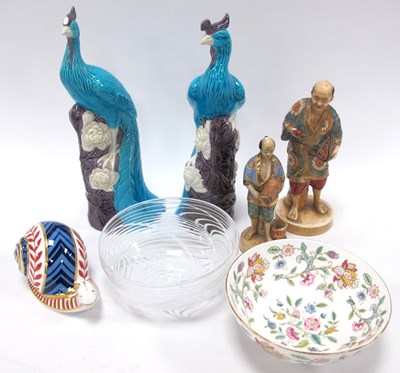 Lot 1214 - Oriental Pair of Porcelain Exotic Bird...