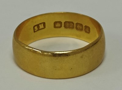 Lot 53 - A 22ct Gold Plain Wide Wedding Band,...