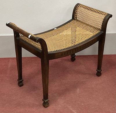 Lot 1562 - XX Century Window Seat With Shaped Ends, caned...