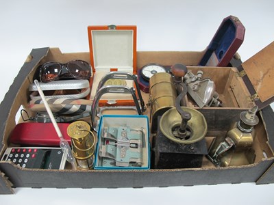 Lot 1008 - Compass, mini miner's lamp, calculators,...