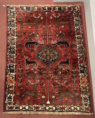 Lot 1522 - Middle Eastern Wool Tassled Rug Featuring...