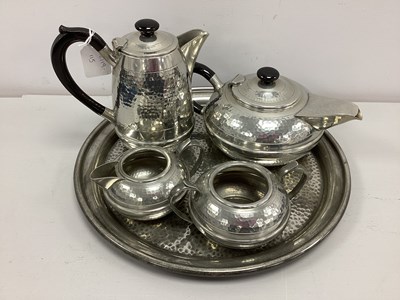 Lot 176 - Hall Bros of Sheffield; Hand Beaten Pewter...