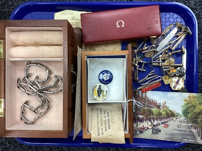 Lot 204 - Assorted Cufflinks, vintage Chough Club badge,...