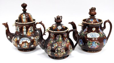 Lot 1039 - A Mid XIX Century Pottery Barge Teapot and...